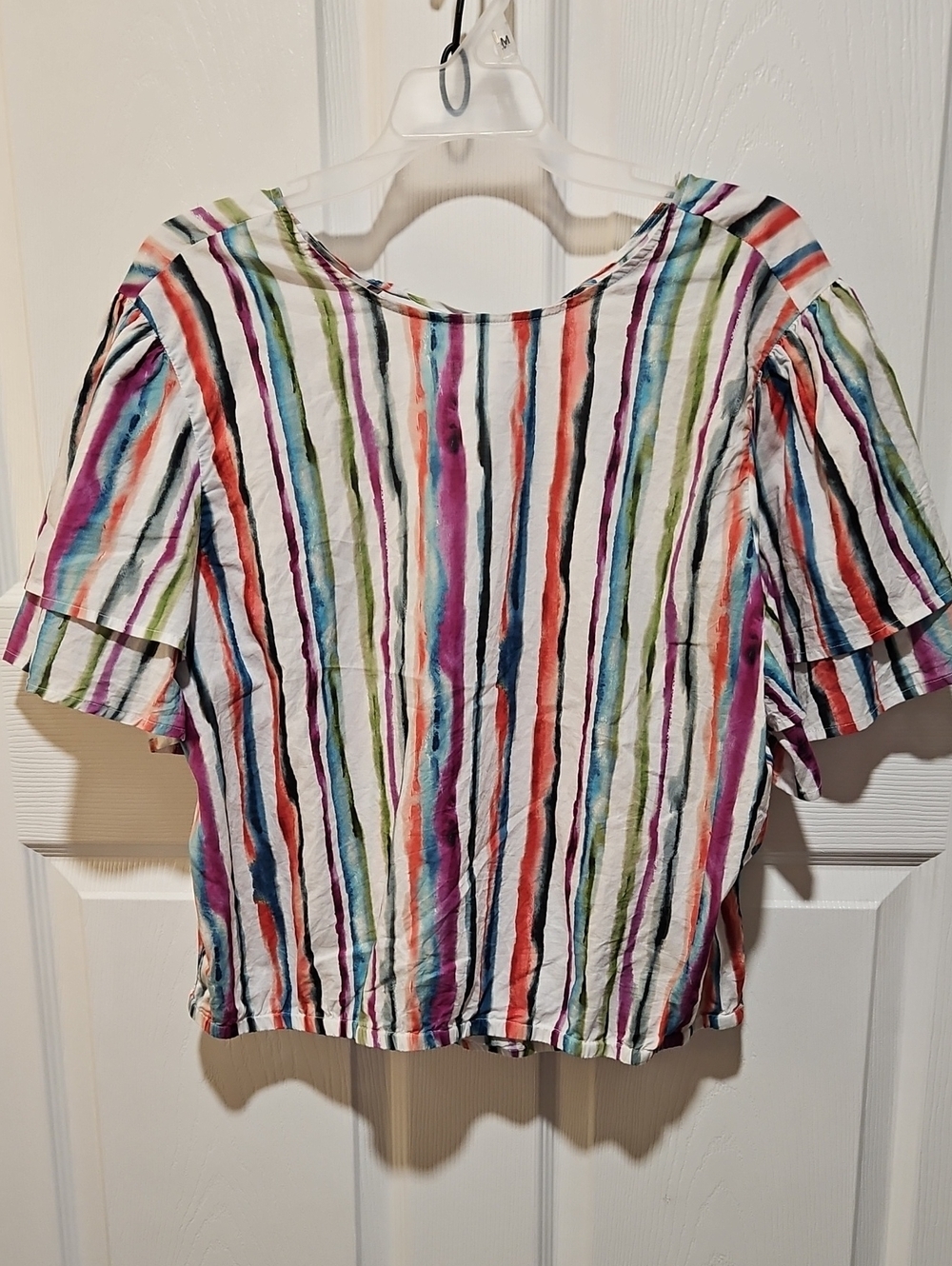 New York & Company Multicolor Striped Crop Top